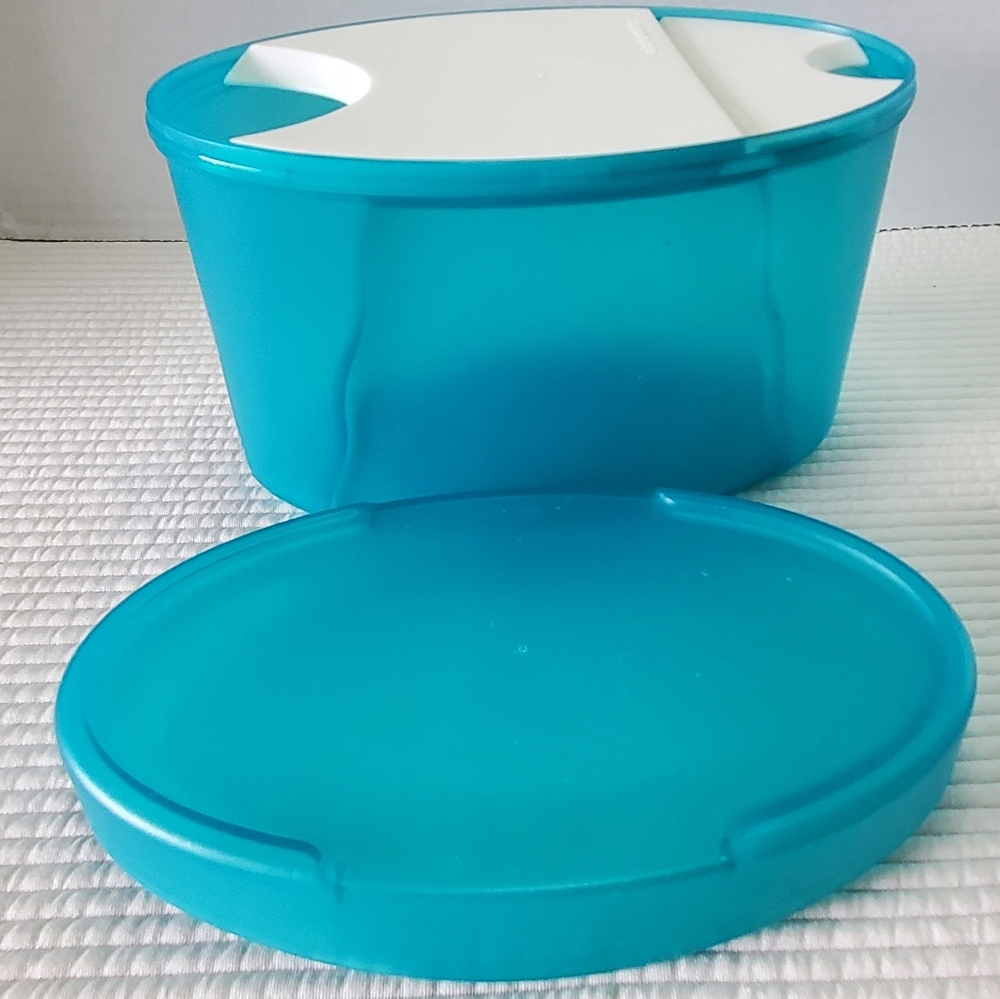 Tupperware Modular Mates Pouring Insert Container Lid Blue 7.5x4.5 1.2L 3766A-2